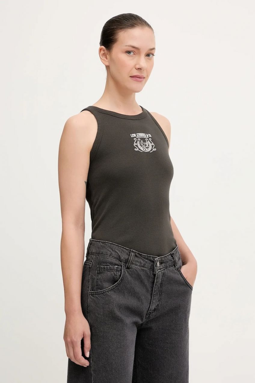Bavlnený top Levi's šedá farba, 003QP