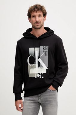 Bavlnená mikina Calvin Klein Jeans pánska, s kapucňou, s potlačou
