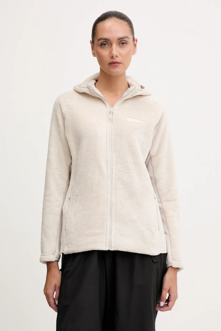 Športová mikina Jack Wolfskin Rotwand béžová farba, s kapucňou, jednofarebná, A61897