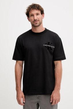 Bavlnené tričko Calvin Klein Jeans pánske, čierna farba, s potlačou, J30J327107