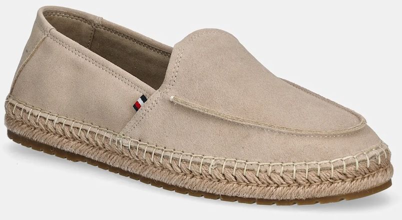 Semišové espadrilky Tommy Hilfiger HILFIGER FLEX ESPA SUEDE LOAFER béžová farba, FM0FM05392