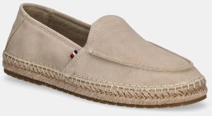 Semišové espadrilky Tommy Hilfiger HILFIGER FLEX ESPA SUEDE LOAFER béžová farba, FM0FM05392