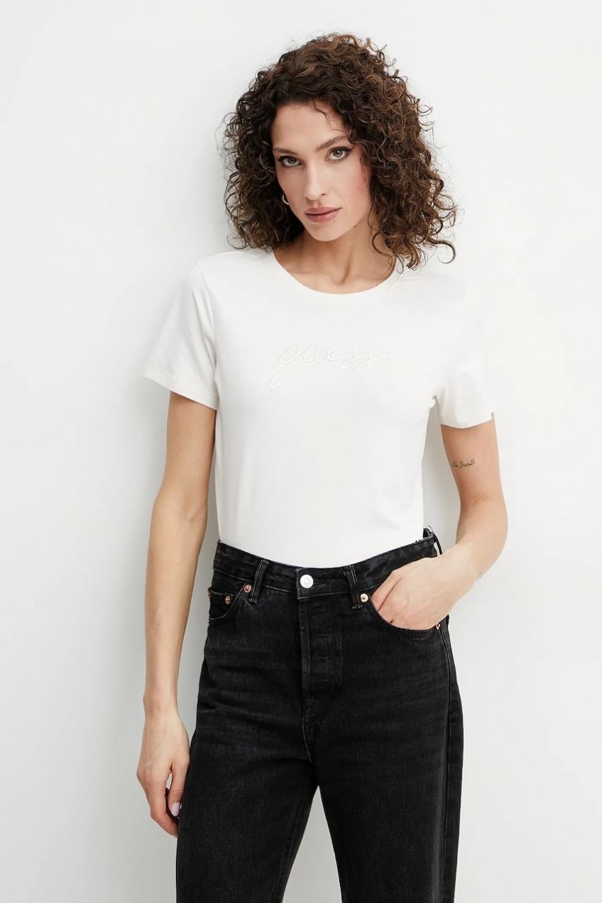 Tričko Guess dámske, béžová farba, O5GI02 KBBU1