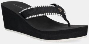 Šľapky Tommy Hilfiger WEDGE BEACH SANDAL tmavomodrá farba, na kline, FW0FW08738