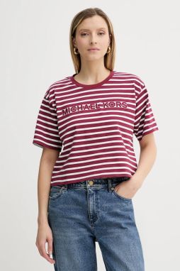 Bavlnené tričko MICHAEL Michael Kors dámske, bordová farba, MT551R9HM7