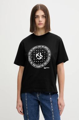 Bavlnené tričko Karl Lagerfeld Jeans dámske, čierna farba, A4W17008