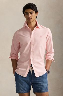 Bavlnená košeľa Polo Ralph Lauren Sport Shirt pánska, ružová farba, regular, s klasickým golierom, 710968913