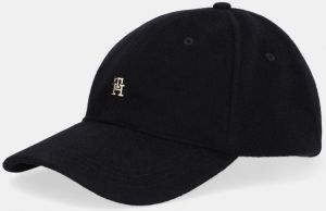 Vlnený šilt Tommy Hilfiger čierna farba, AW0AW17773