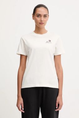 Bavlnené tričko Jack Wolfskin CADENA dámske, béžová farba, A65080