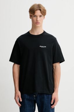 Bavlnené tričko Abercrombie & Fitch pánske, čierna farba, s potlačou, KI123-5091-900