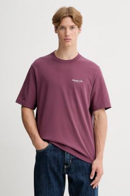 Bavlnené tričko Abercrombie & Fitch pánske, fialová farba, s potlačou, KI123-5091-610