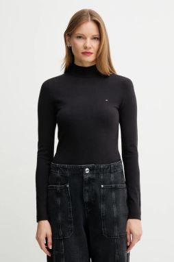 Sveter Tommy Hilfiger čierna farba, ľahký, WW0WW47462
