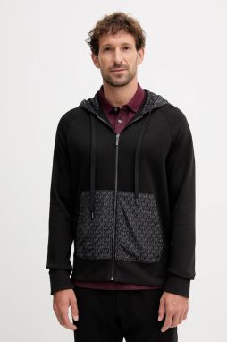 Mikina Michael Kors čierna farba, s kapucňou, vzorovaná, CF552Q55MF