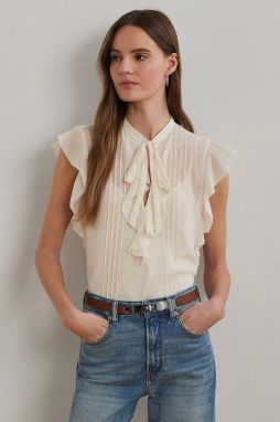 Blúzka Lauren Ralph Lauren béžová farba, jednofarebná, 200970819