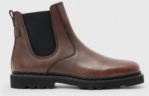 Kožené topánky chelsea AllSaints SKIFF CHELSEA BOOT hnedá farba, M025FD