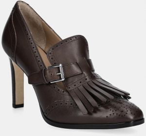 Kožené lodičky Lauren Ralph Lauren Colleen Klt hnedá farba, 802P02364001