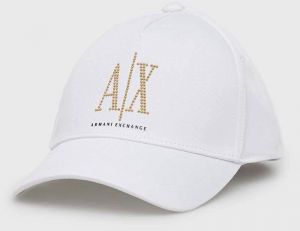 Bavlnená šiltovka Armani Exchange biela farba, s nášivkou, 944208 3R131