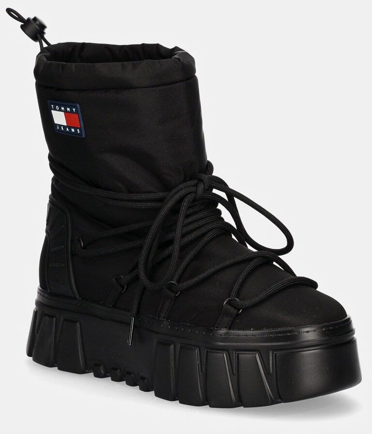 Snehule Tommy Jeans TJW HYBRID BOOT čierna farba, EN0EN02601