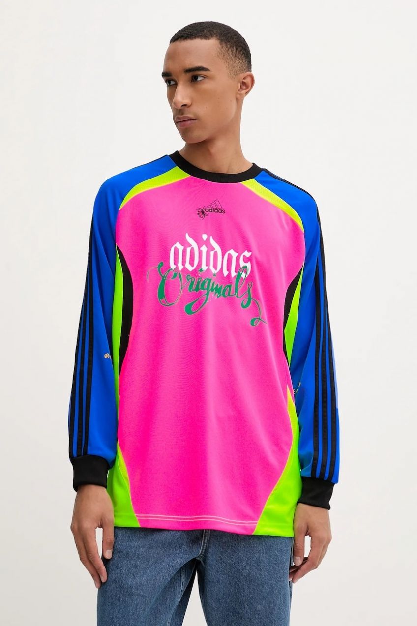 Tričko s dlhým rukávom adidas Originals Spiders Goalkeeper Loose Tee ružová farba, vzorované, JW0203