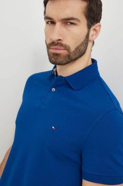 Polo tričko Tommy Hilfiger pánske, tmavomodrá farba, vzorovaná, MW0MW17770
