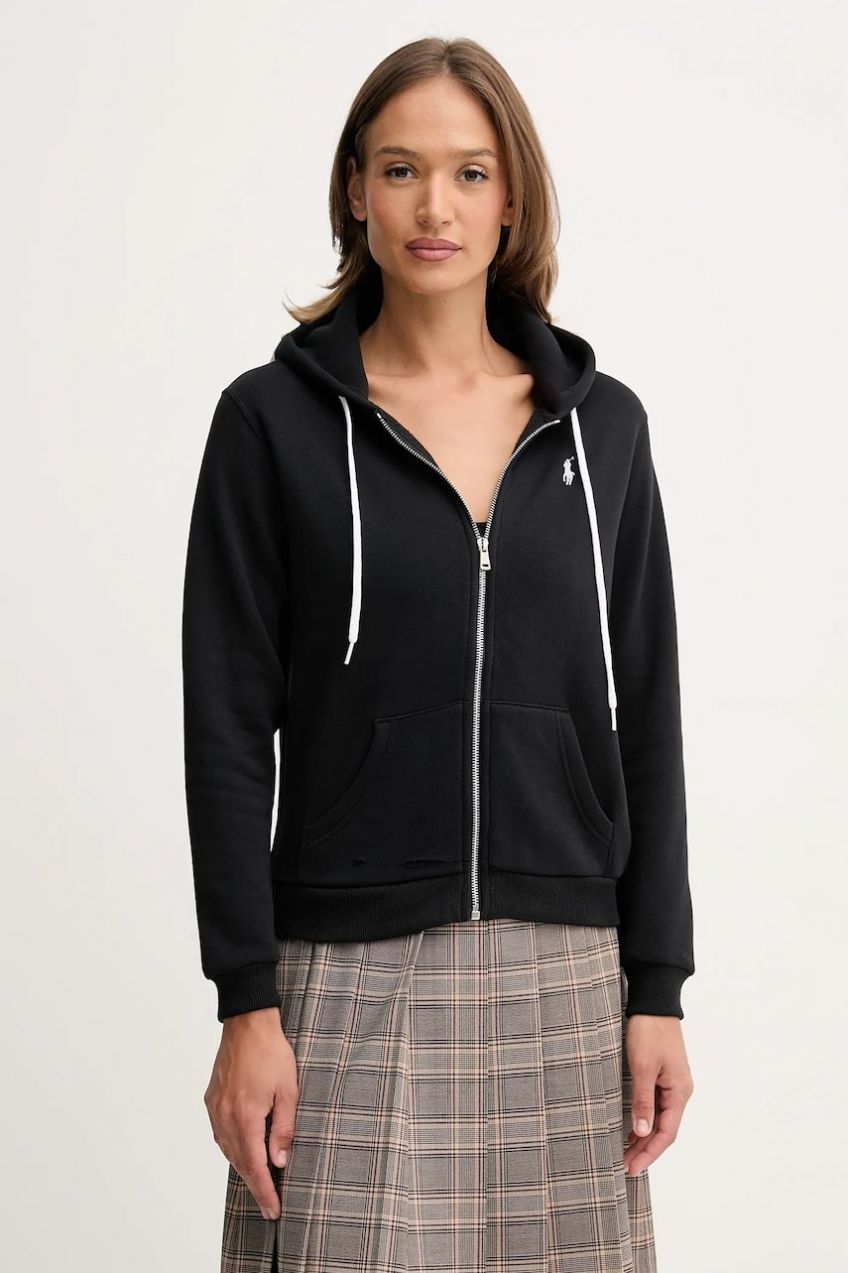 Mikina Polo Ralph Lauren modrá farba, s kapucňou, jednofarebná, 211943008