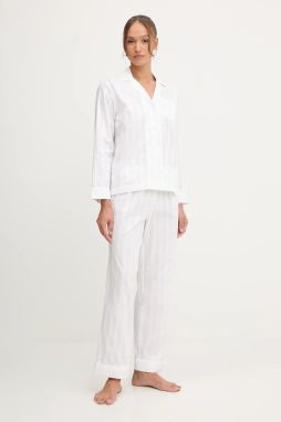 Bavlnené pyžamo Lauren Ralph Lauren tmavomodrá farba, bavlnené