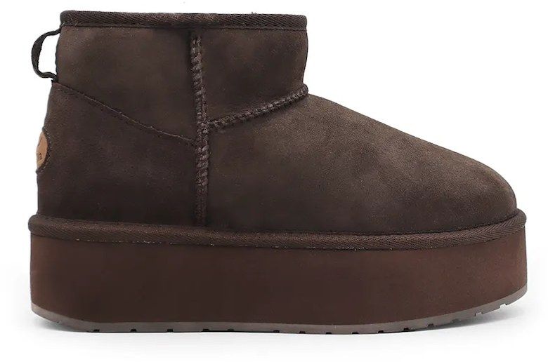 Semišové snehule Emu Australia Stinger Micro Flatform hnedá farba, W13082.CHOC