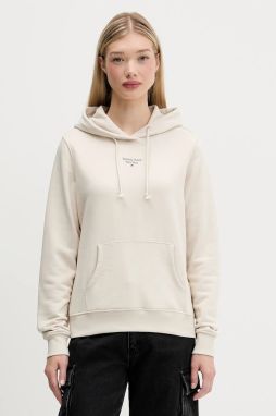 Mikina Tommy Jeans dámska, béžová farba, s kapucňou, jednofarebná, DW0DW19712