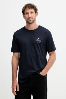Bavlnené tričko Tommy Hilfiger pánske, tmavomodrá farba, s potlačou, MW0MW36500