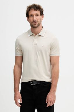 Bavlnené polo tričko Tommy Hilfiger béžová farba, jednofarebné, MW0MW37522