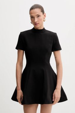 Šaty Bardot čierna farba, mini, áčkový strih, 59907DB