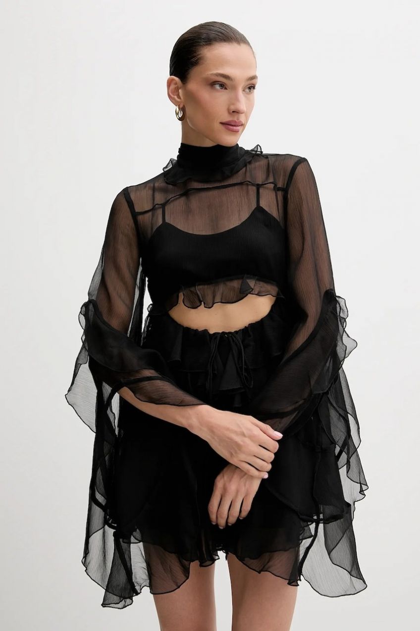 Šaty Bardot čierna farba, mini, áčkový strih, 59973DB