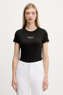 Tričko Tommy Jeans dámske, čierna farba, DW0DW21542