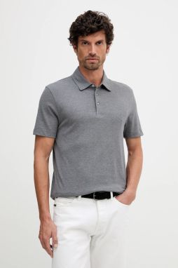 Polo tričko s prímesou hodvábu BOSS BECKHAM X BOSS šedá farba, jednofarebné, 50554093