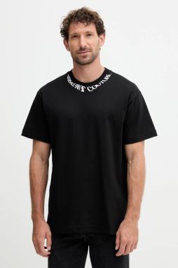 Bavlnené tričko Versace Jeans Couture pánske, čierna farba, s potlačou, 79GAHP03 CJ01P