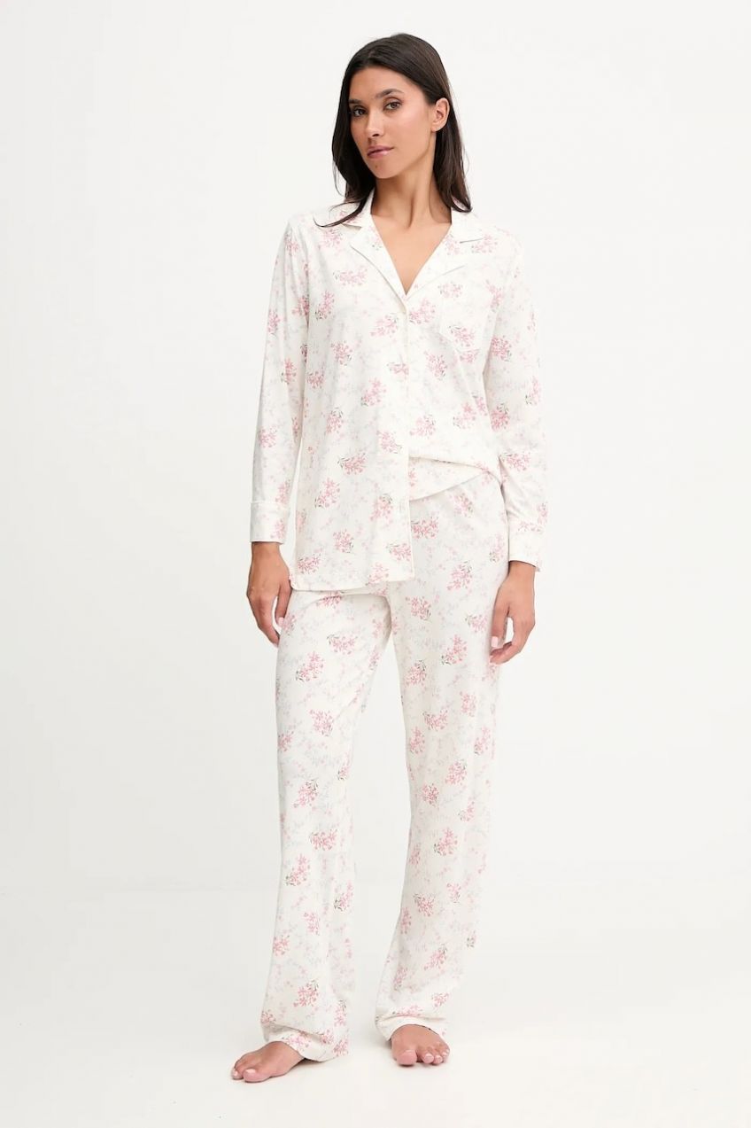 Pyžamo Lauren Ralph Lauren dámske, béžová farba, ILN92443