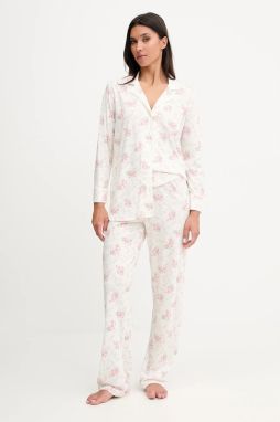 Pyžamo Lauren Ralph Lauren dámske, béžová farba, ILN92443