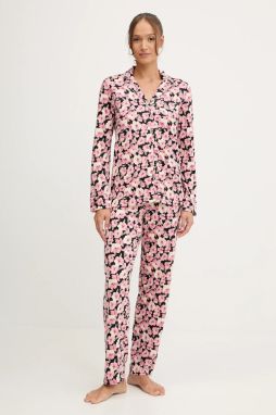 Pyžamo Lauren Ralph Lauren dámske, ružová farba, ILN92440