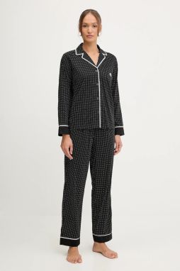 Pyžamo Lauren Ralph Lauren dámske, čierna farba, ILN92439