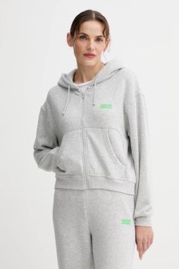 Mikina American Vintage šedá farba, s kapucňou, vzorovaná, EVO03B