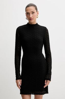 Šaty Bardot čierna farba, mini, áčkový strih, 57152DB1