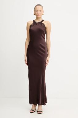 Šaty Twinset hnedá farba, maxi, priliehavé, 252TT2240