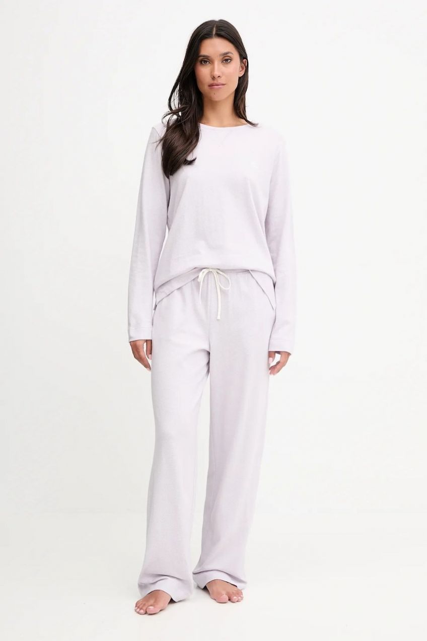 Bavlnené pyžamo Lauren Ralph Lauren fialová farba, bavlnené, ILN72453