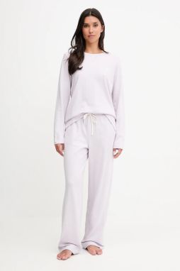 Bavlnené pyžamo Lauren Ralph Lauren fialová farba, bavlnené, ILN72453