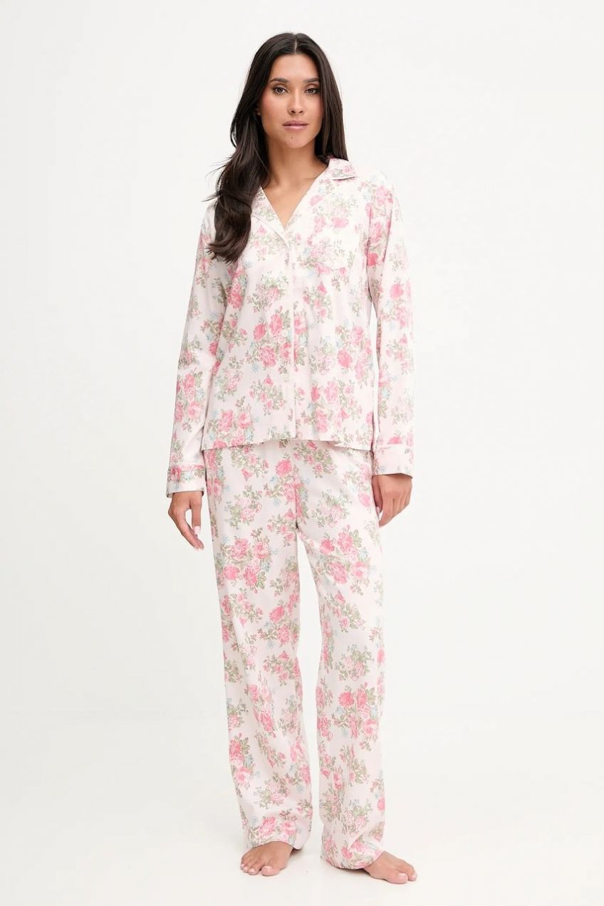 Pyžamo Lauren Ralph Lauren dámske, ružová farba, ILN92441