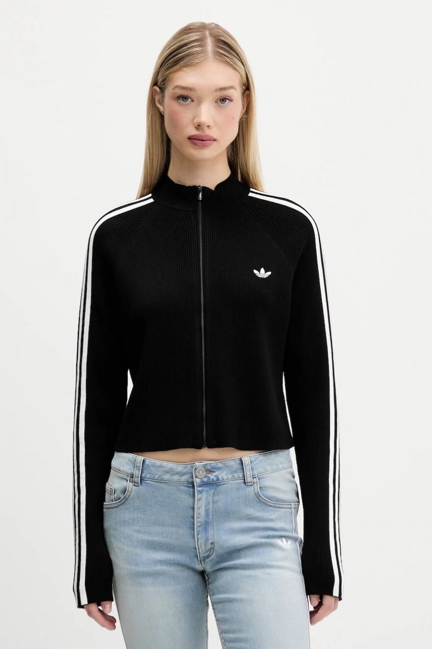 Kardigán adidas Originals Slim Knit Tt čierna farba, JY2597