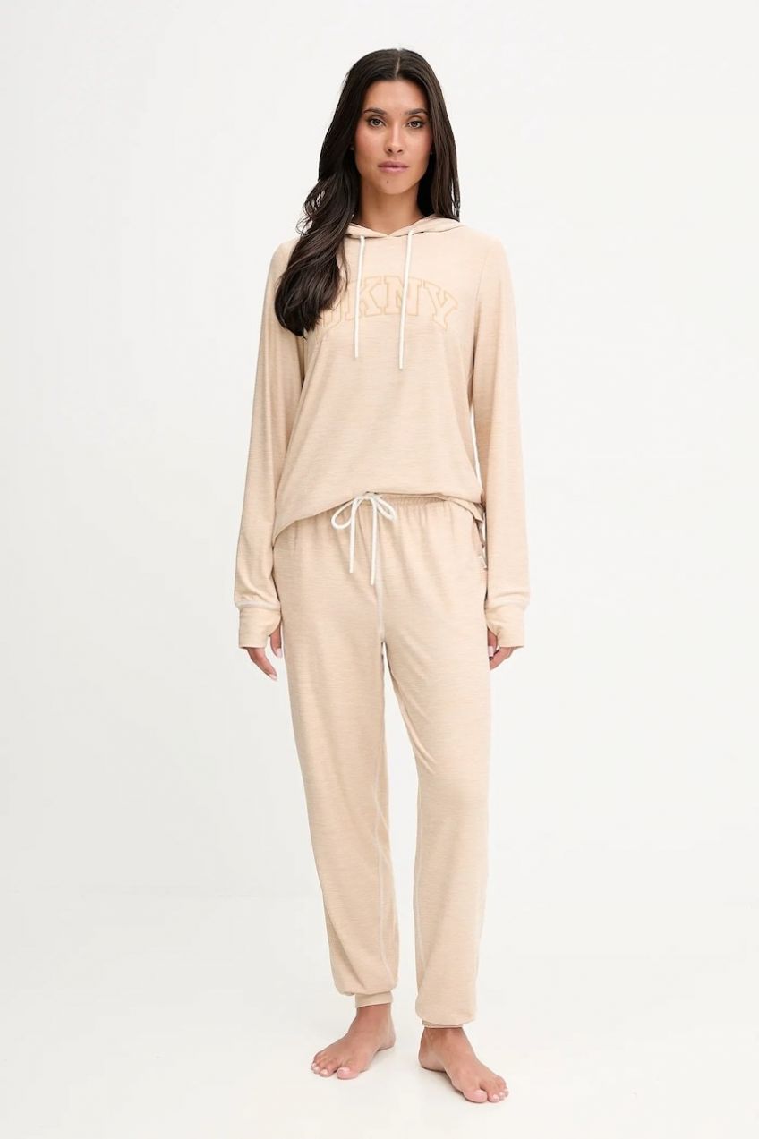 Pyžamo Dkny dámske, béžová farba, YI80065