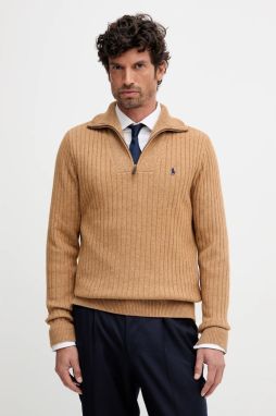 Vlnený sveter Polo Ralph Lauren hnedá farba, s rolákom, 710974167