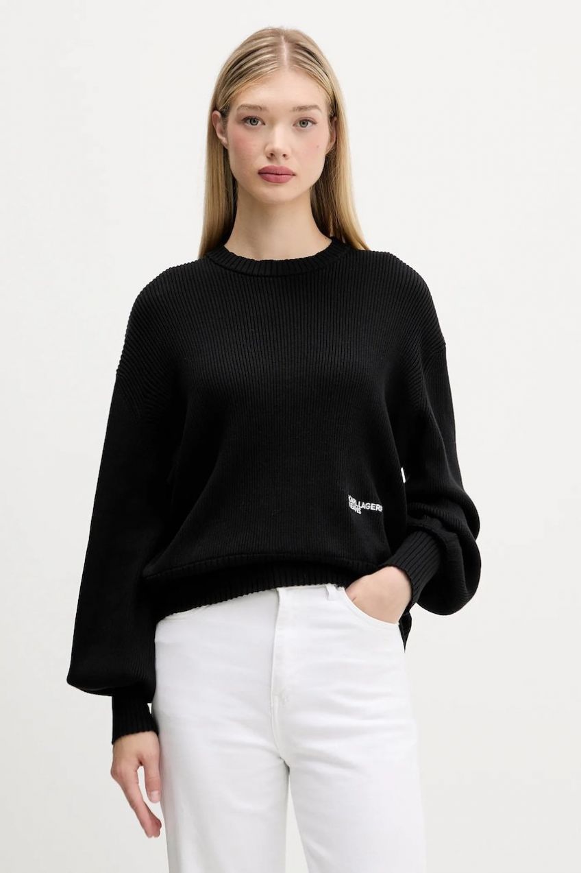 Bavlnený sveter Karl Lagerfeld Jeans čierna farba, ľahký, A4W18014