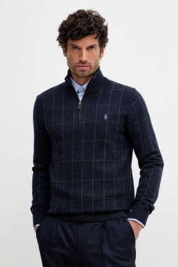 Vlnený sveter Polo Ralph Lauren tmavomodrá farba, s polorolákom, 710981616